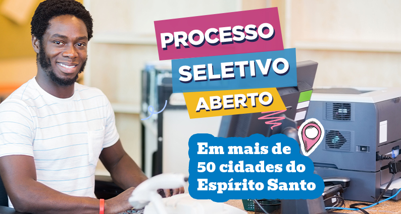 Cartaz informativo sobre a MGS abre processo seletivo no ES para diversas cidades.