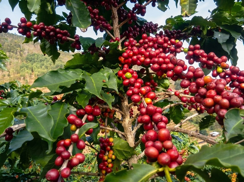 Produtores realizando a colheita do café arábica em uma propriedade rural nas montanhas do Espírito Santo.