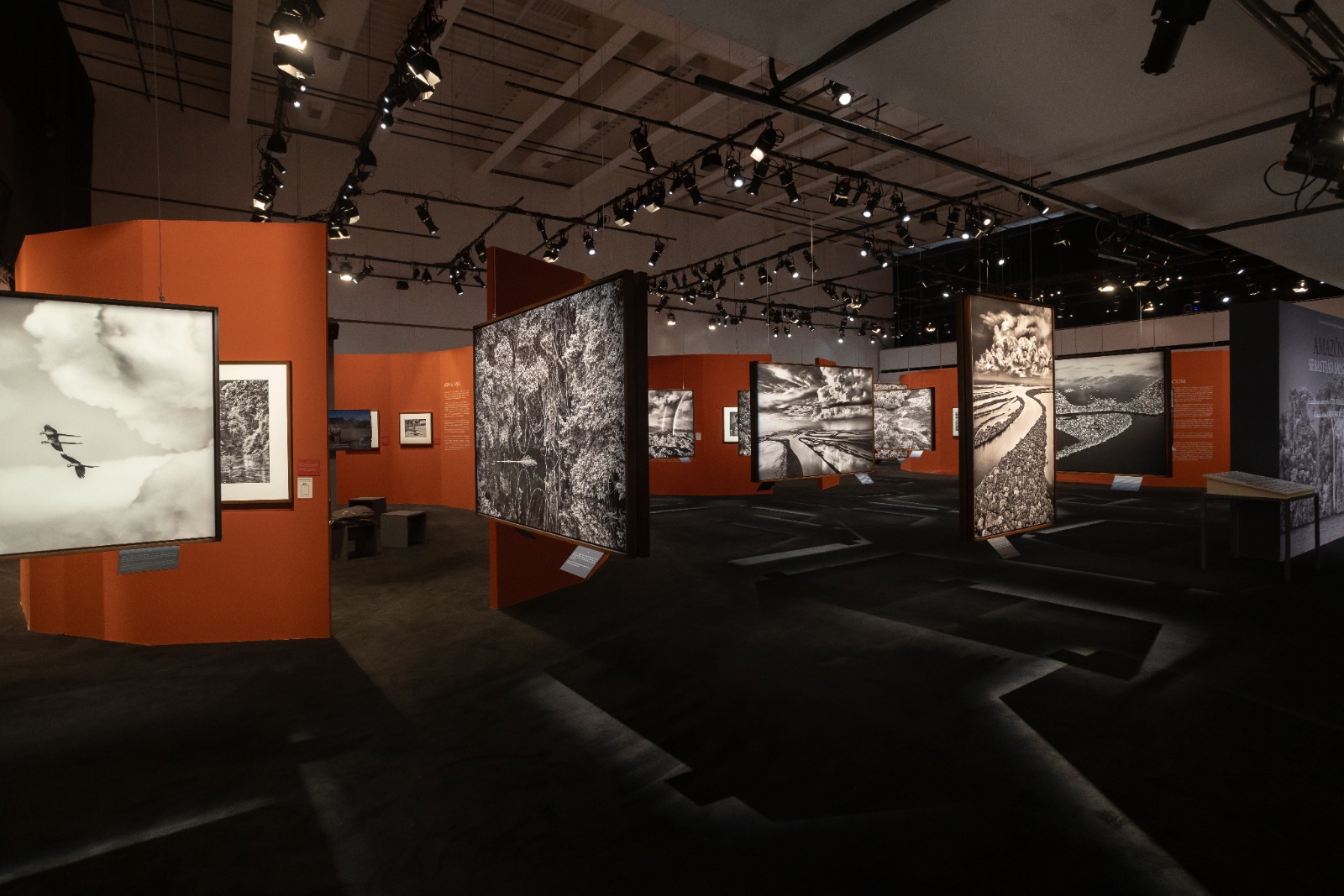Público capixaba visitando as obras em preto e branco na exposição Amazônia de Sebastião Salgado no Cais das Artes.