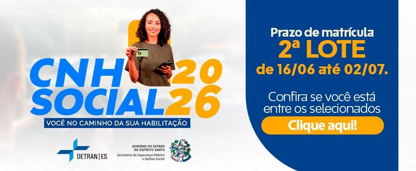 Formulário eletrônico de inscrição na CNH Social do Espírito Santo.