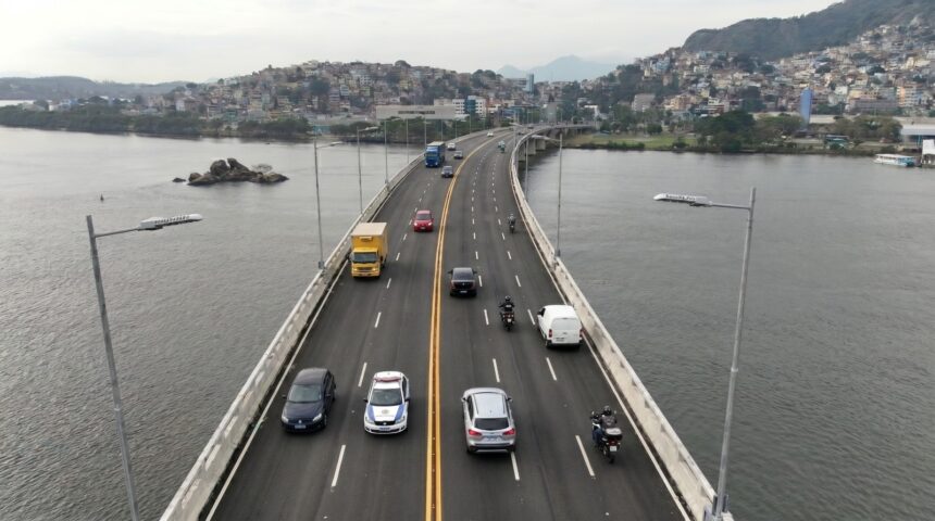 obras para a nova faixa na Segunda Ponte