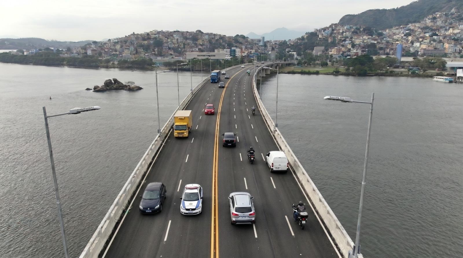 obras para a nova faixa na Segunda Ponte