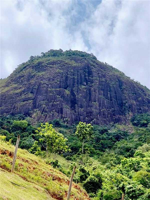 Vista panorâmica da Pedra do Gururu cercada por floresta verde em Alfredo Chaves Espírito Santo.