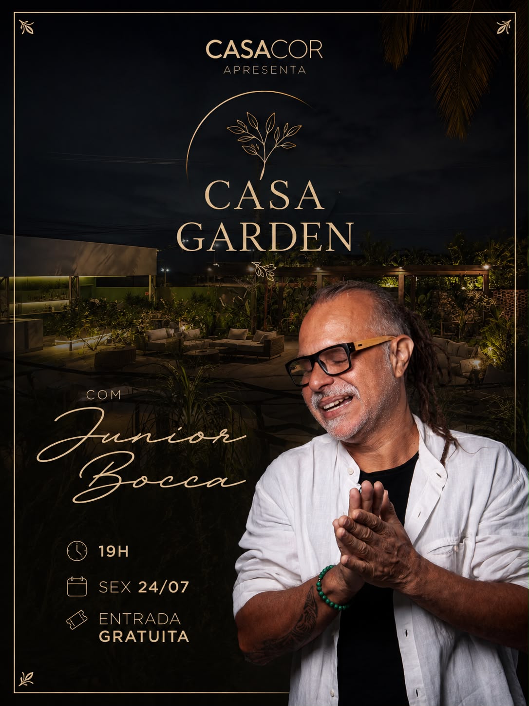 Apresentação musical no espaço CASA GARDEN durante a mostra CASACOR ES na orla de Vitória.