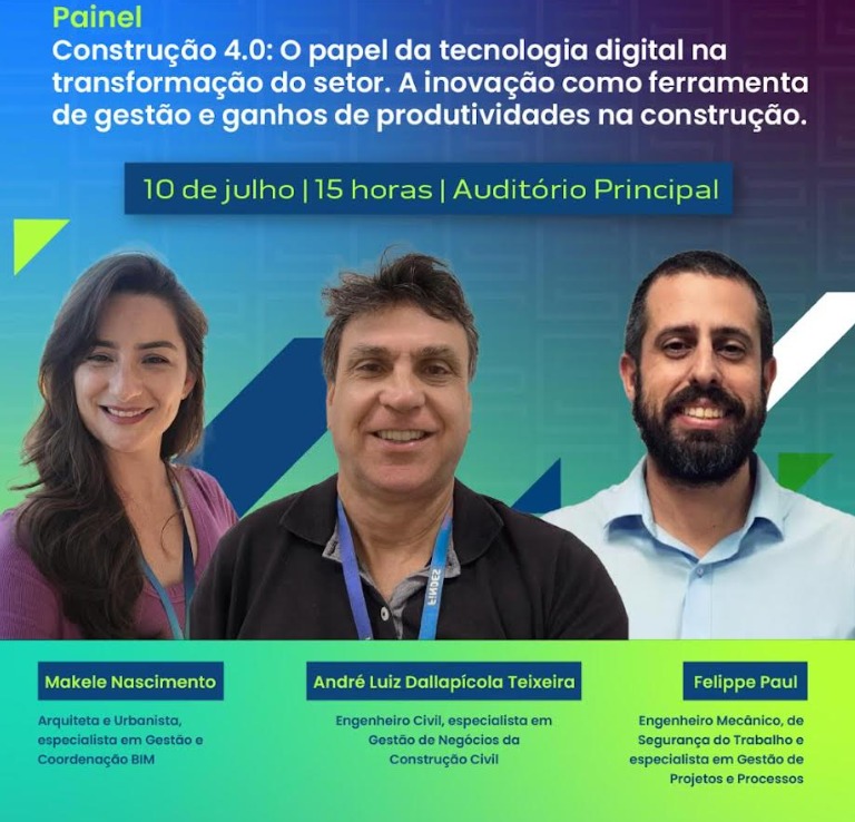Estande tecnológico da Federação das Indústrias focado na cadeia produtiva da construção civil capixaba.