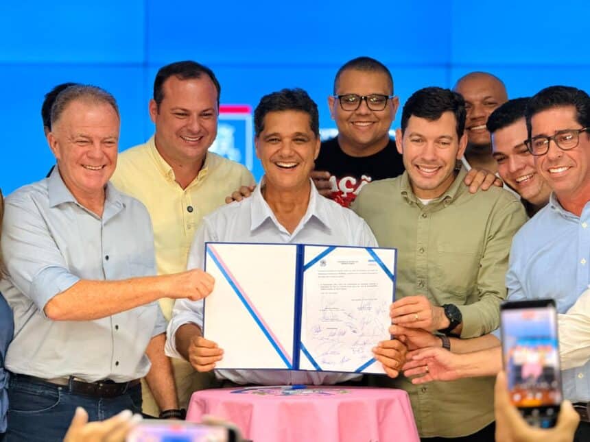 Governador do Estado autorizando o início do projeto de ampliação e Obras da Terceira Ponte em Vila Velha.