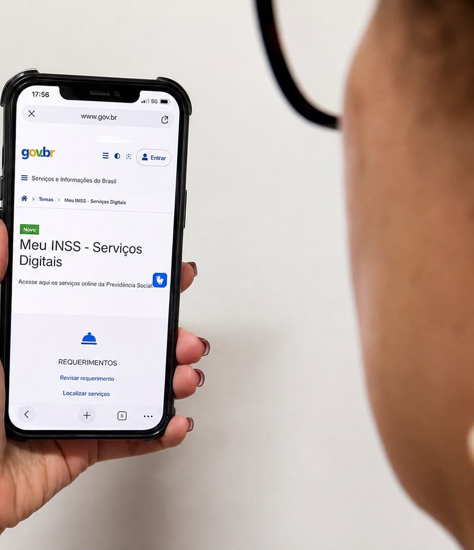 Pessoa utilizando celular para fazer a consulta gratuita INSS através do extrato CNIS.