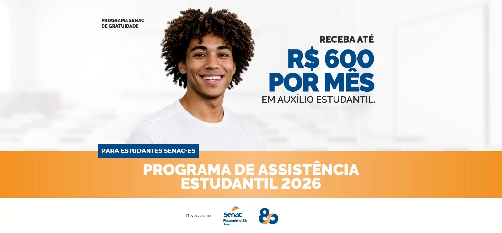Senac-ES prorroga inscrições para auxílio financeiro.