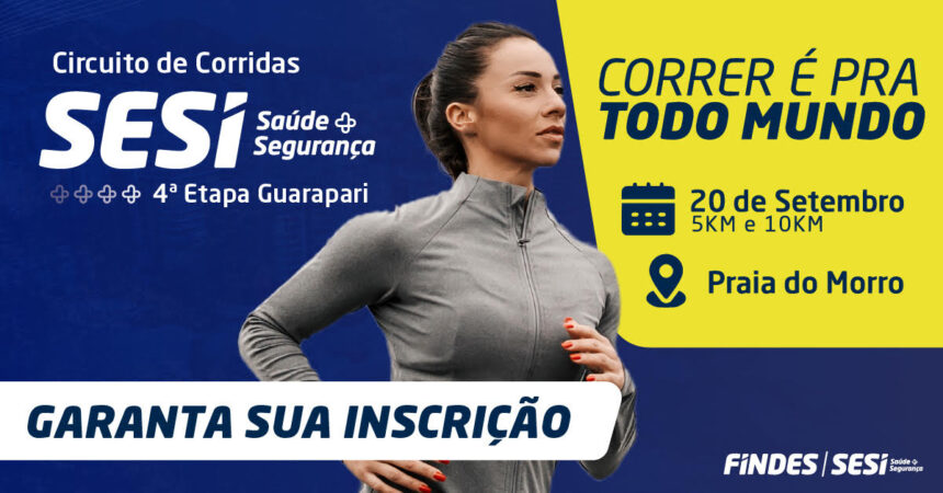 Corredora participando da prova na orla durante a Corrida do SESI em Guarapari 2026.