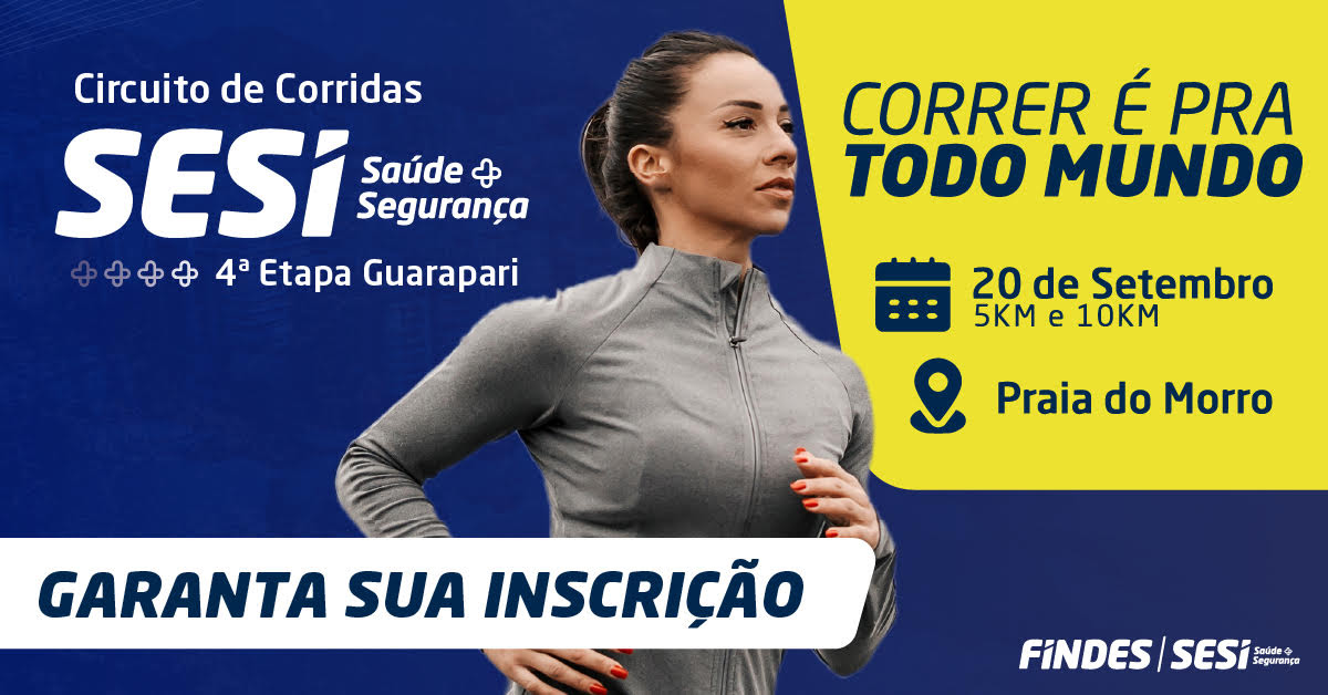 Corredora participando da prova na orla durante a Corrida do SESI em Guarapari 2026.