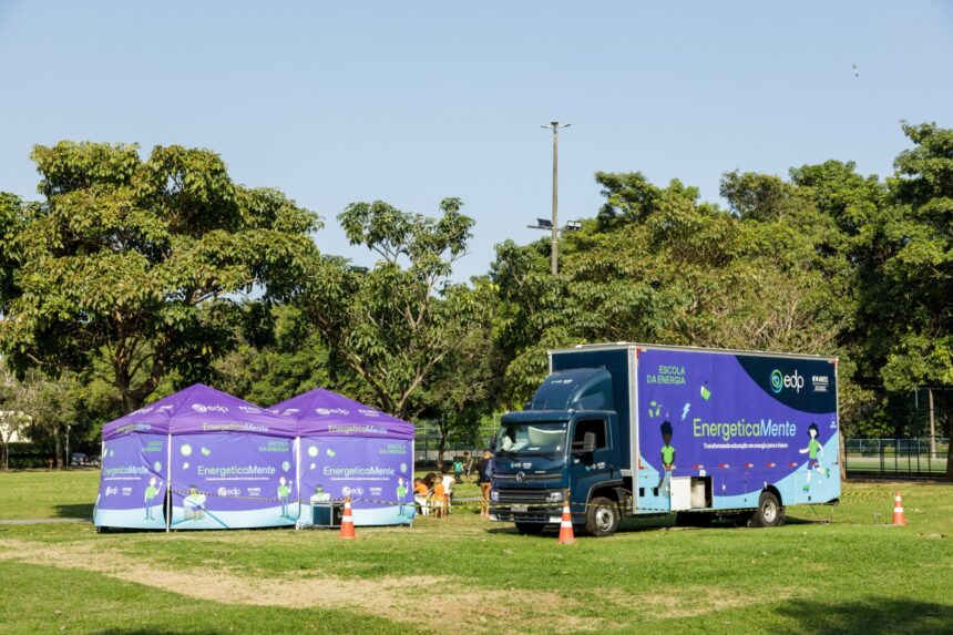 Caminhão educacional da EDP com experiências interativas de energia e sustentabilidade.