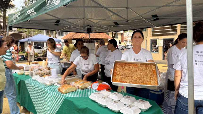empreendedorismo feminino no campo com comercialização de produtos na feira do Senar